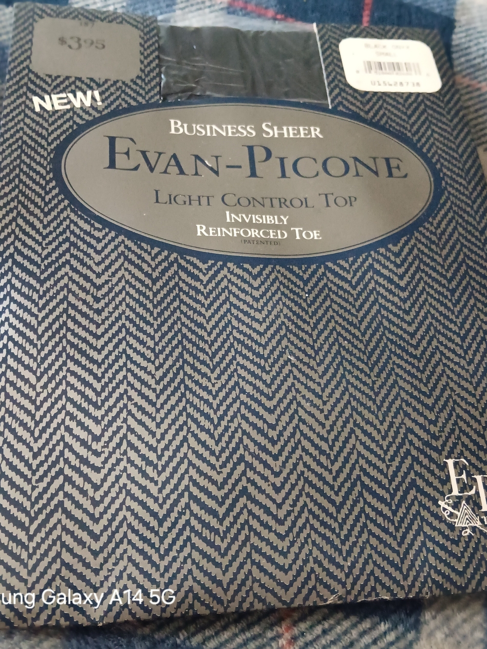 Evan Picone Navy and Cream Herringbone Sheer Hosiery
